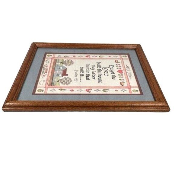 Home Interiors Charles Humphrey Signed Framed Print Psalm 127:1 Scripture Verse - Picture 4 of 10